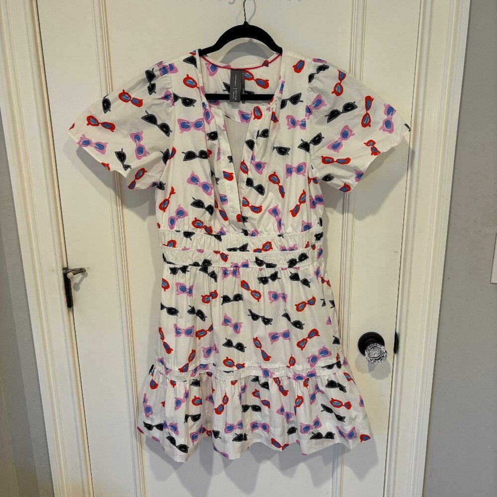 Anthropologie "The Somerset" Mini Dress (L): Eyeglasses print